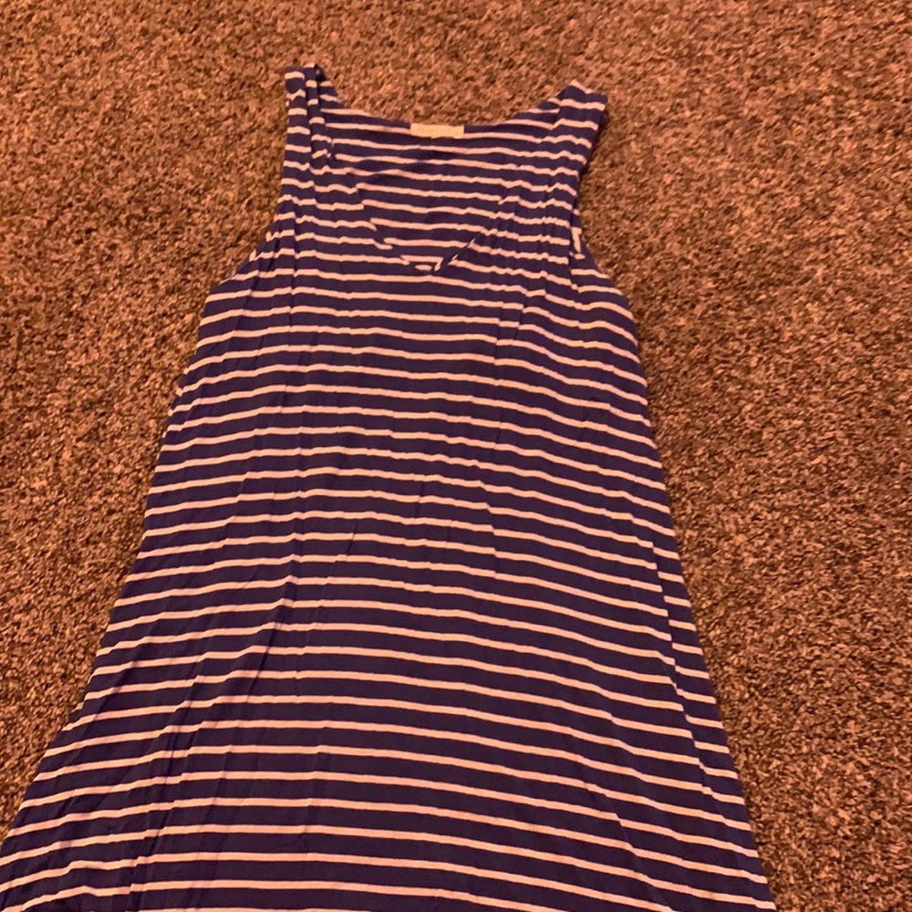Blue Striped Soft Sleeveless Dress